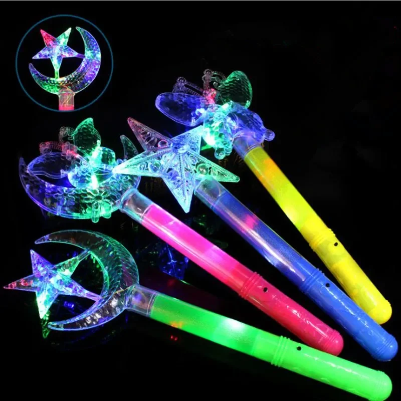 10pcs Flashing Fairy Magic Wand Princess  Star Butterfly Flower Light Sticks Props Glow Party Birthday Gift  Wedding Festival