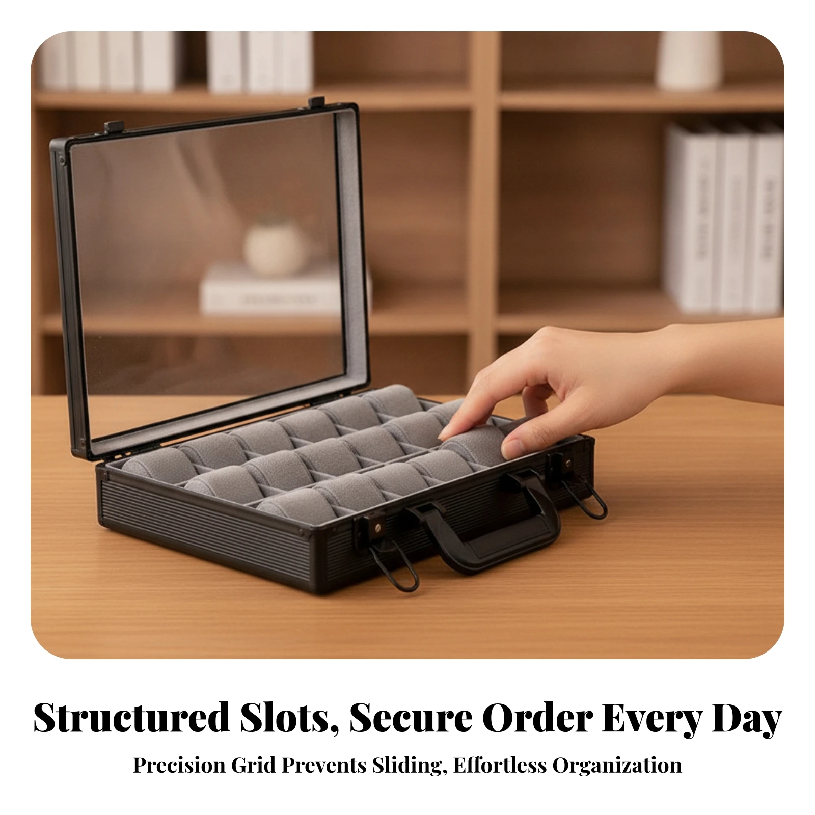 18-Slot Watch Organizer Portable Watch Storage Case with Clear Window Hard-Shell Dustproof for Collectors, Travel