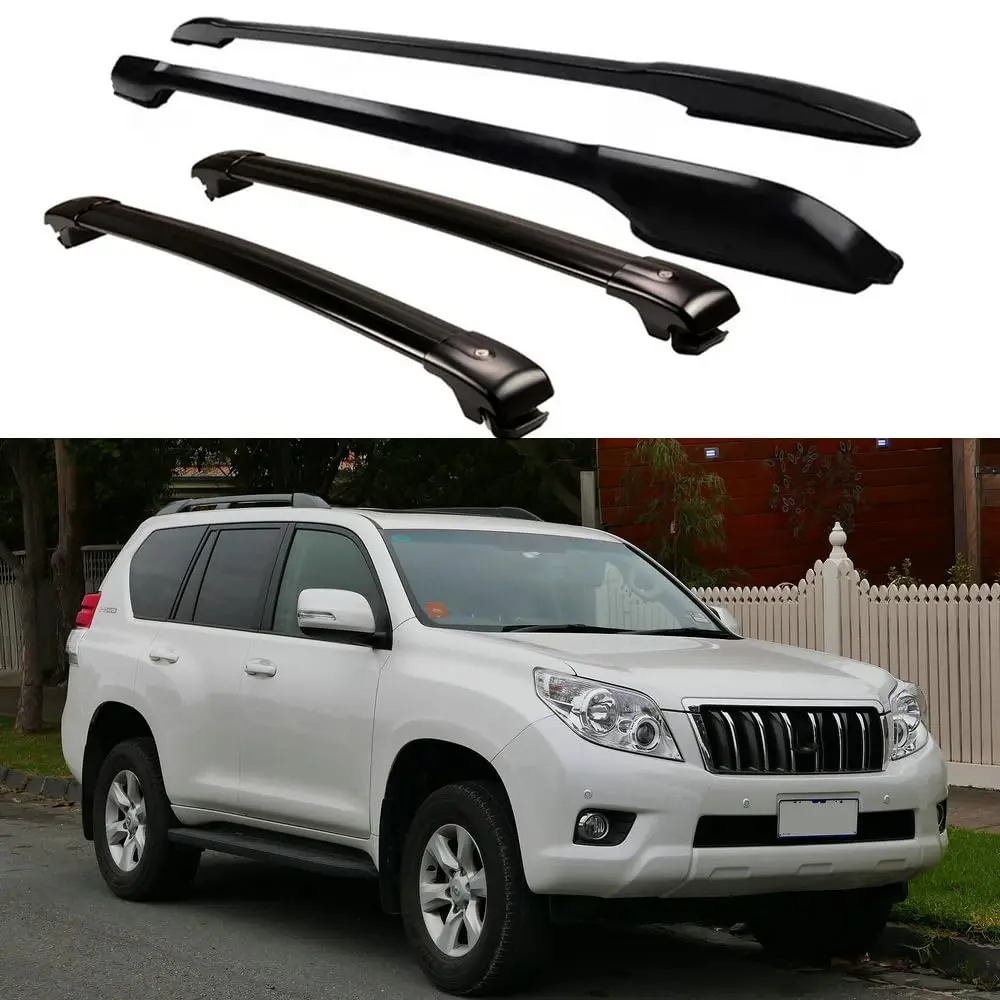 High Quality Aluminum 2PCS Roof Rail Rack +2PCS Cross Bars Set Fits for Toyota Land Cruiser Prado FJ150 2010-2023