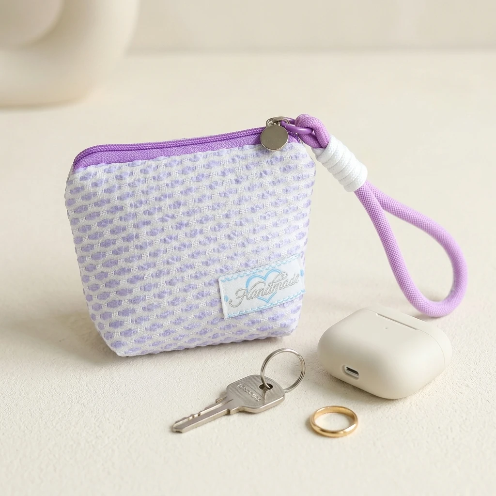 Mini Coin Purse with Strap Earphone Key Holder Organizer Bag Portable Compact Handbag for Girls Daily Travel Music Festival