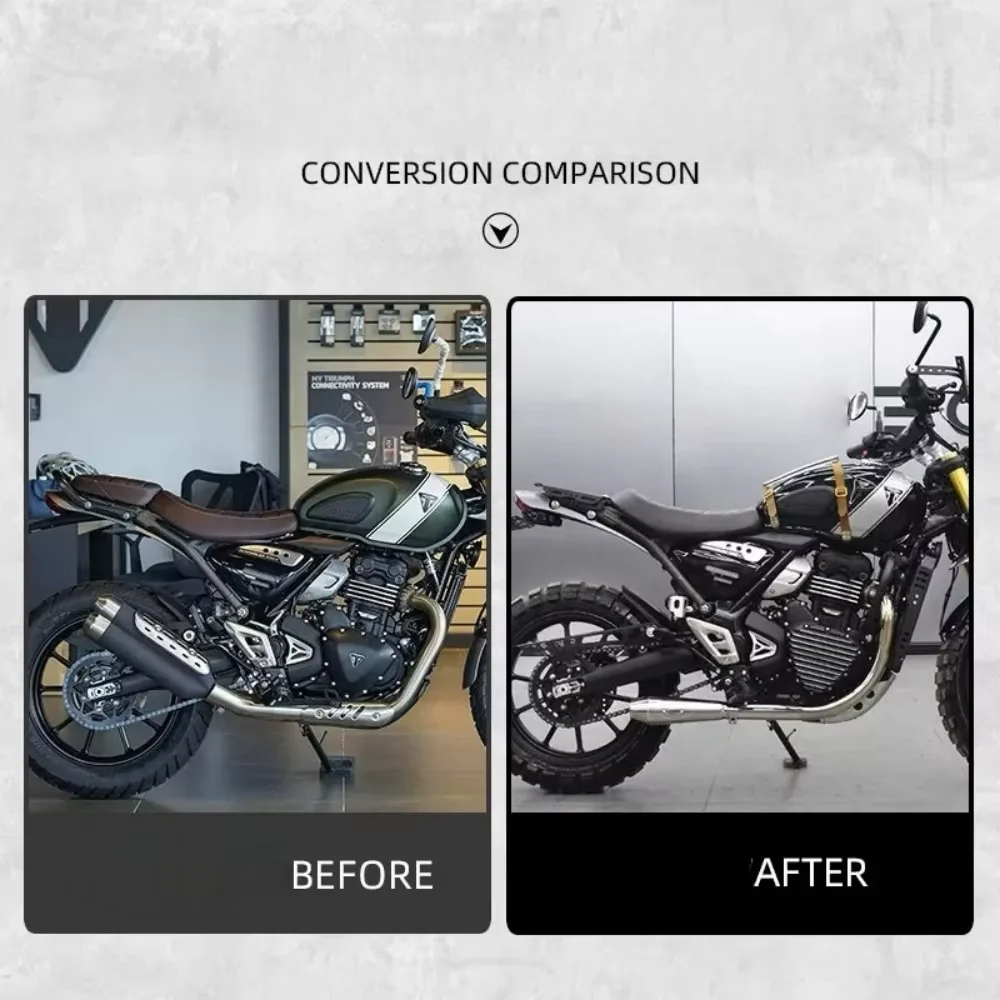 For Speed 400 Scrambler 400X OEM Fit Right Side Fishtail Exhaust Low Mount Muffler Direct Bolt-On Performance Motorcycle Parts