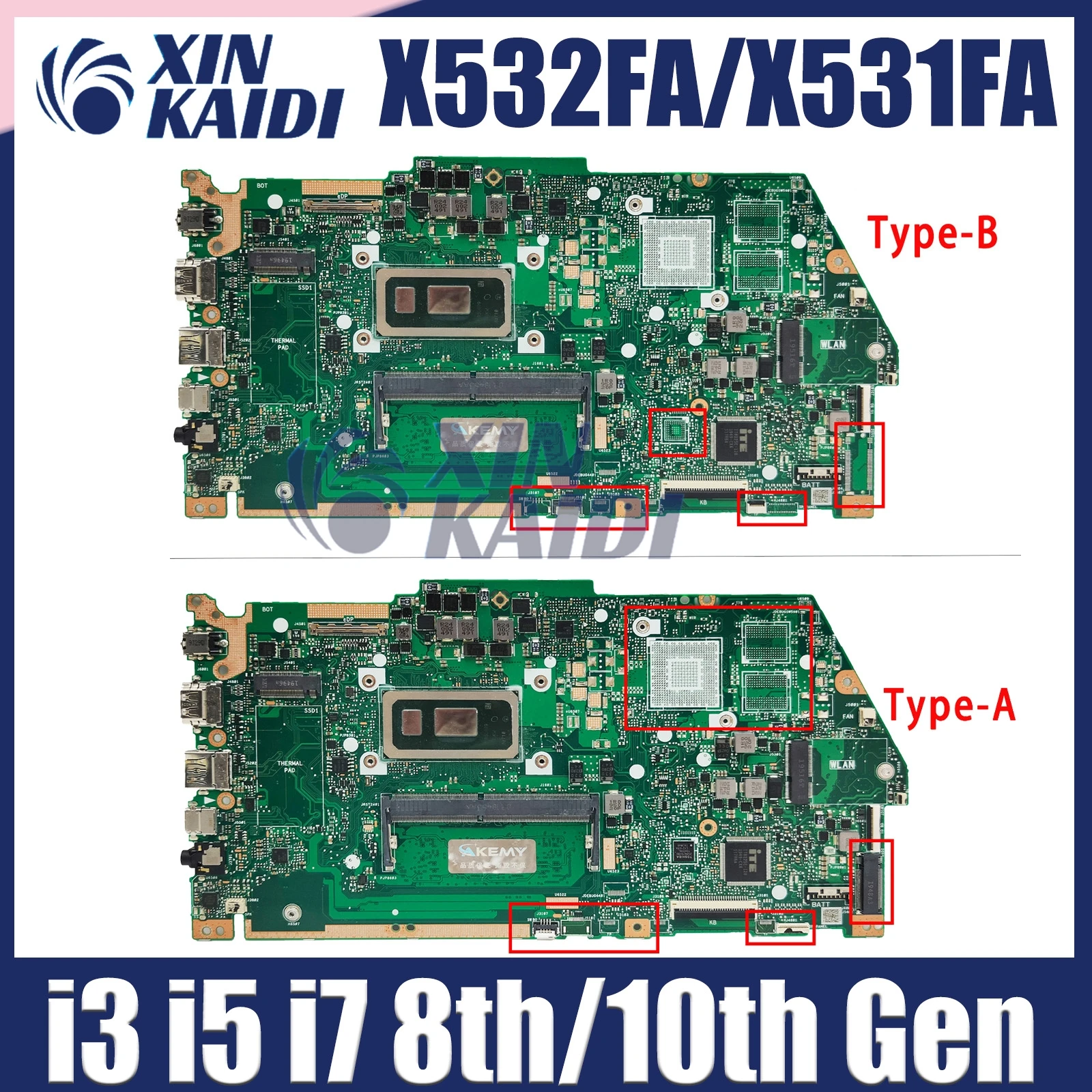 

X532FA X531FA Mainboard For ASUS X532FL X532FLC X532FAC X532F X531F S531F K531F V531F S532F K532F V532F Laptop Motherboard