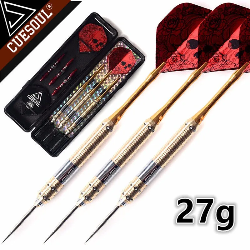 CUESOUL 3PCS 27g Steel Tip Darts Pin With Aluminum Shafts Skull Series Good Brass Barrel