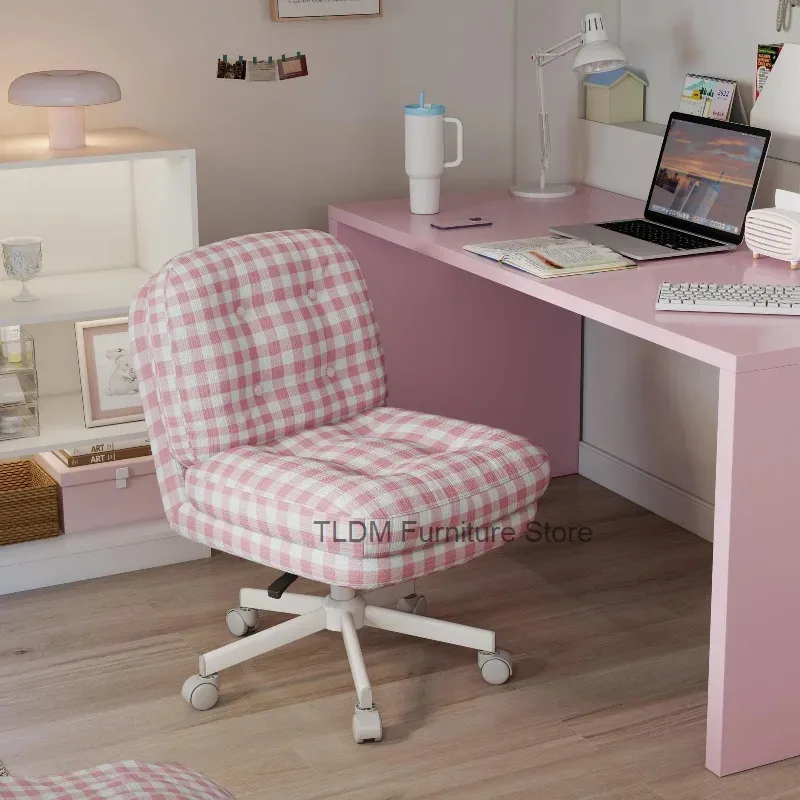Modern Grid Pattern Tufted Swivel Desk Chair Five Star Metal Base Soft Padded Leisure Computer Chair For Study Bedroom