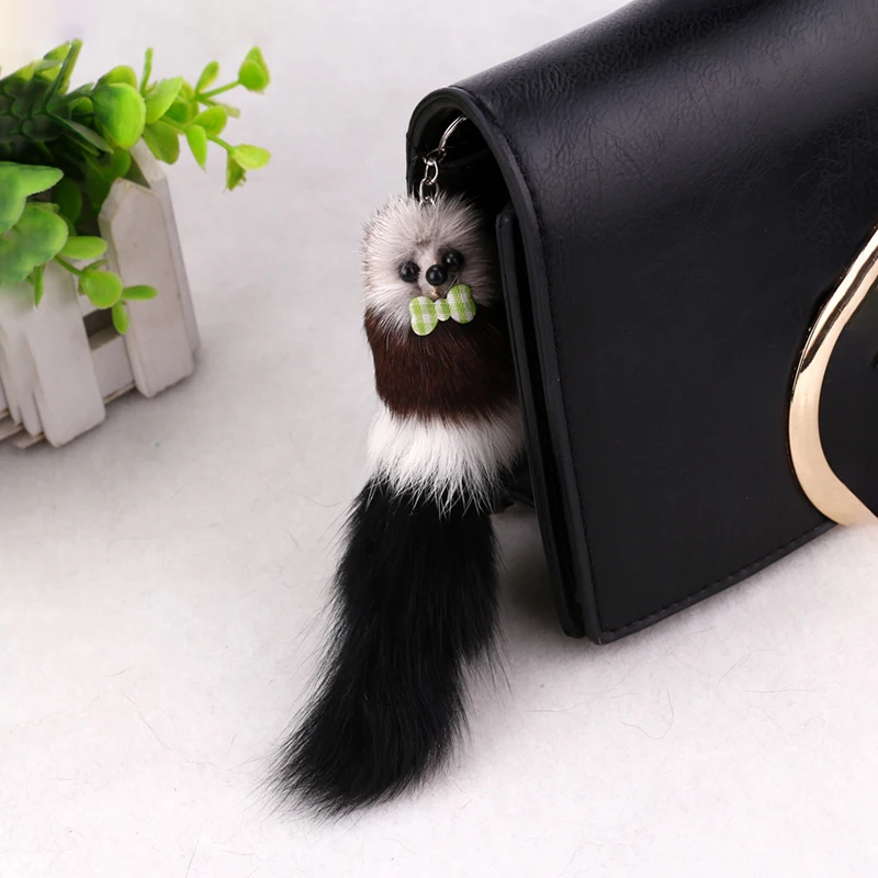 Plush Animal Keychain Cute Fluffy Long-Haired Hamster Keyholder Women Girl Bags Keyrings Cars Key Ring Gift Decoration Jewelry