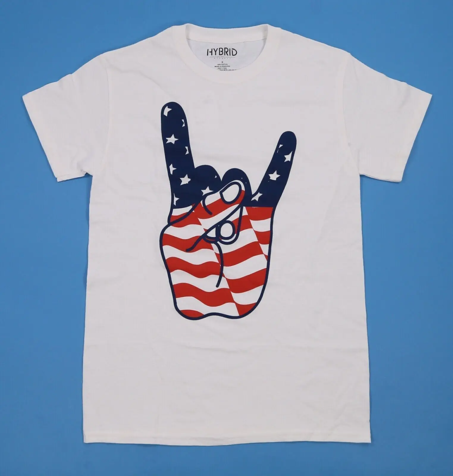 Maglietta bianca da uomo American Peace Hand USA Flag 4 luglio Patriotic