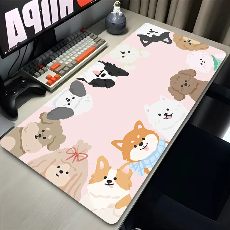 1PC Mouse Pad Office PC Gaming Kawaii Extended Desk Mat Non-slip Rubber Base Laptop Cartoon Corgi Dog Mousepad For Work Gaming