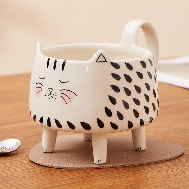 Fun Four Legged Cat Cute Female Coffee Cup Cute Ceramic Cat Cup Novel Coffee Drinking Milk Ceramic Cup Mug