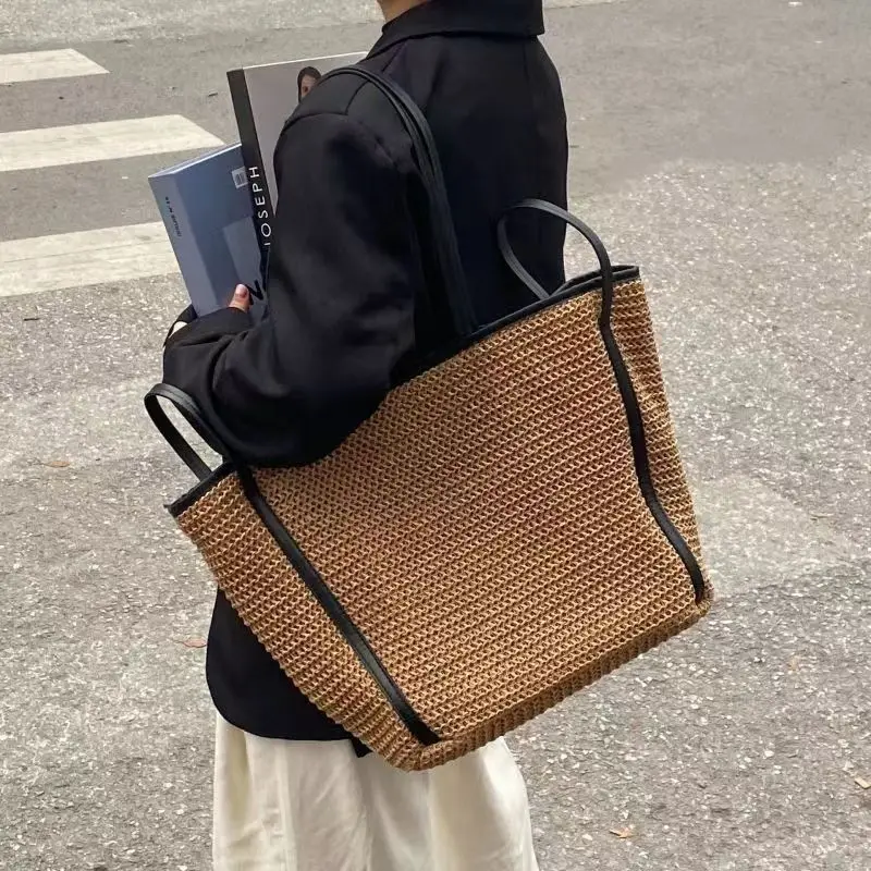 2025 กระเป๋าสะพายสไตล์ใหม่ Brandat กระเป๋า Original Women Messenger กระเป๋าถือสตรีขนาดใหญ่ความจุฟางเยาวชนทอแนวโน้ม