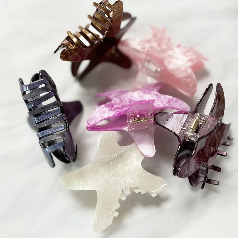 

NEW Starfish Hair Claw Summer Seaside Vacation Color Medium Size Acrylic Hair Claw Clips Hair Accessories for Women Girls