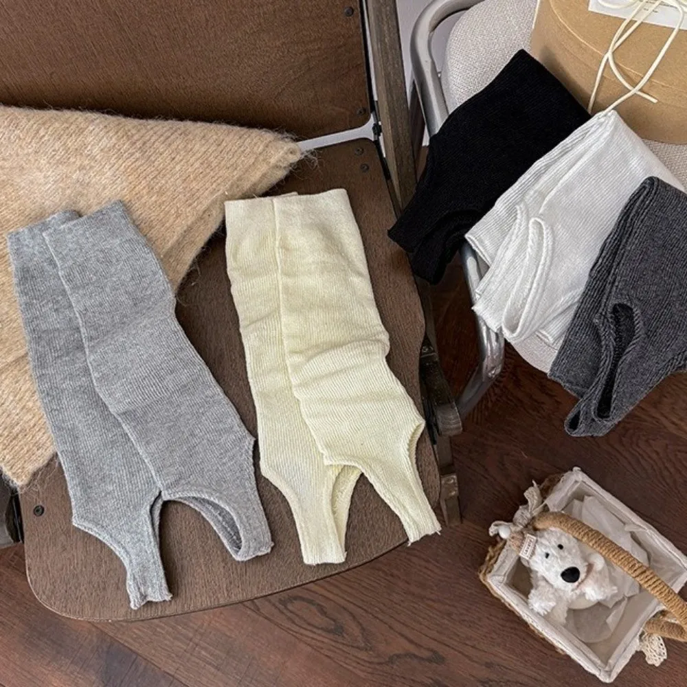 Korean Style Solid Color Knitted Leg Warmers Breathable Plain Boot Covers Harajuku Mid-Calf Socks Boot Liner