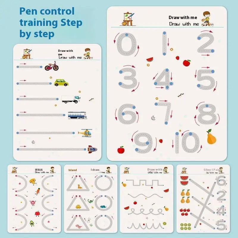 Stylo éducatif pour bébé en bas âge, 32 Pages, contrôle du traçage, cahier d'exercices de formation, écriture, dessin, jouets d'apprentissage précoce, 1 pièce
