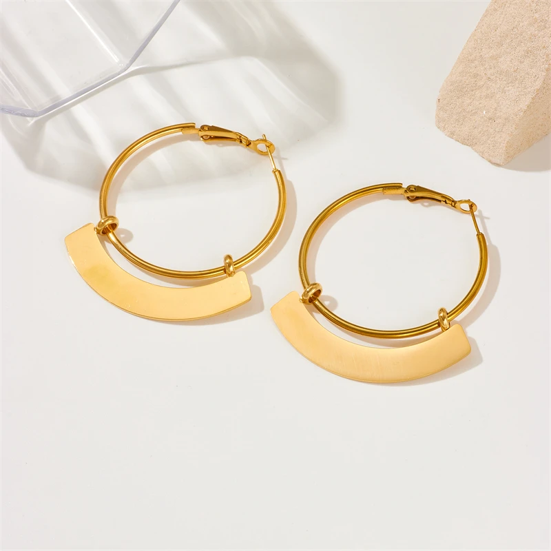 XIYANIKE 316L Stainless Steel Gold Color Twisted Hoop Earrings for Women Fashion Simple Ear Buckle Waterproof Jewelry Gifts