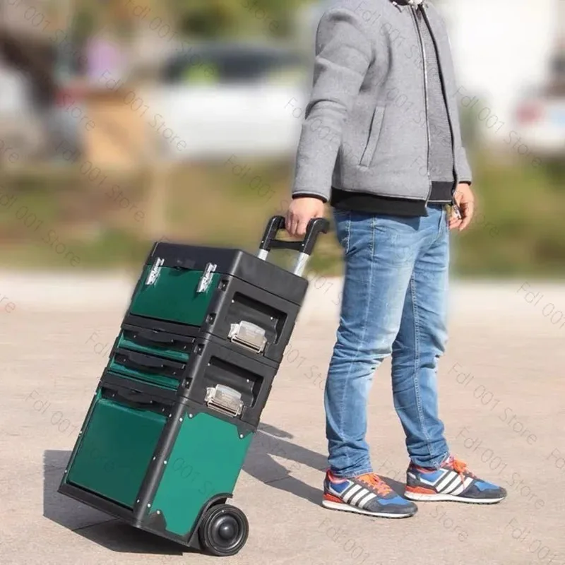 Stacking Toolbox Multifunctional Tie Rod Toolbox Large Household Hardware Tools Wheel Mobile Storage Box