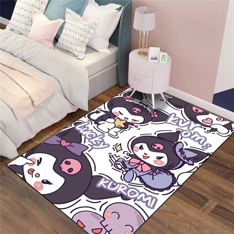 Kawaii Sanrio Kuromi Printing Carpet for Girls Room Living Room Bedroom Home Decor Area Rug Non-slip Mat Pink Room Decor Playmat