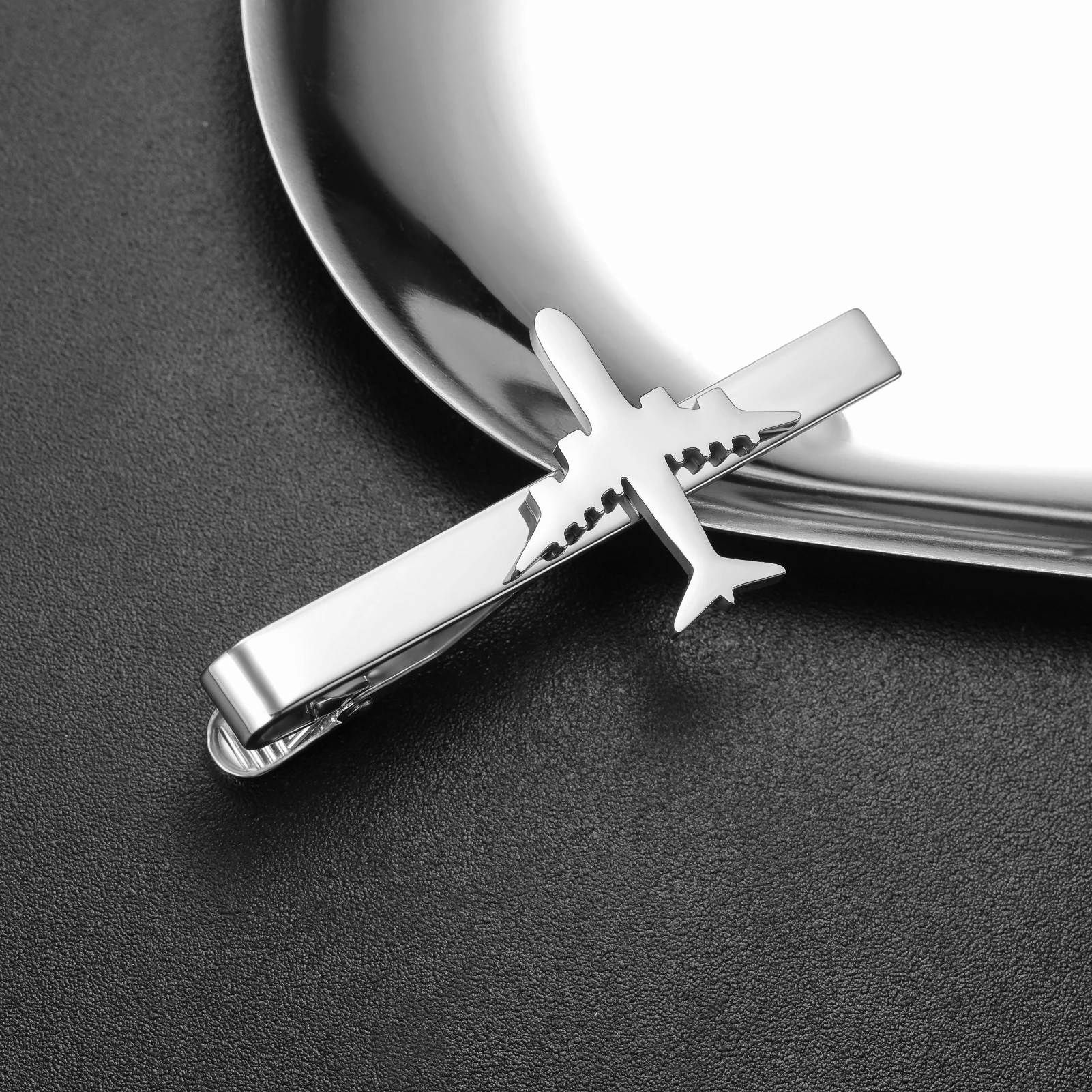Aircraft Stainless Steel Tie Clip Pilot Airline Accessories Gift for Men and Women