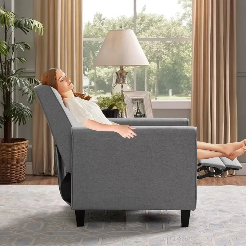 Home Theater Seating Push Back Recliner Chairs, Reclining Chair, Relaxing Sofa Recliners – Linen, Gray