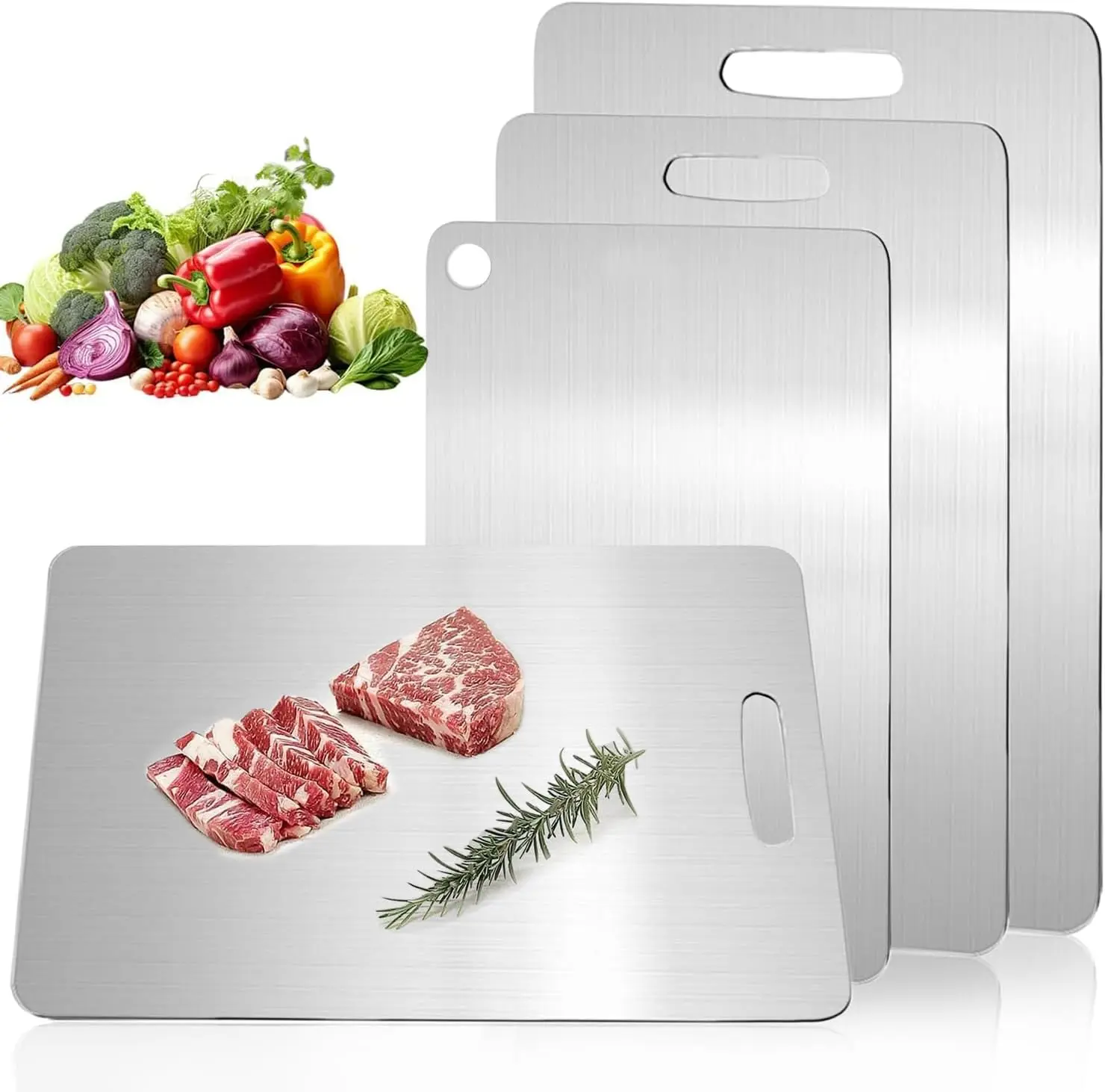 

2026 New Pure Titanium Cutting Boards Set, Non-Toxic Double-Side Durable Kitchen Chopping Boards Easy Clean (3PCS)