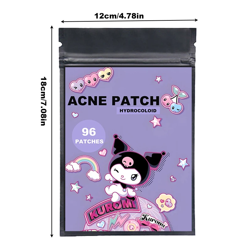 Sanrio 96 PCS/SET Kuromi Pimple Patch Acne Colorful Invisible Acne Removal Skin Care Stickers Concealer Face Spot Beauty Makeup