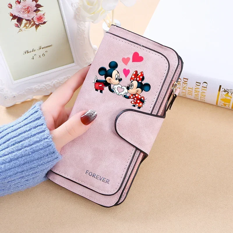 Disney Female PU Leather Bags Mickey Minnier Women Wallets Purses Fashion Long Zipper Wallet Money Coin Holder Female Long Purse