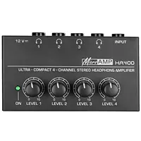 Amplificador de auriculares Amplificador de auriculares estéreo ultracompacto Amplificador de audio 4 canales para música Conector de 6,35 mm con control de volumen