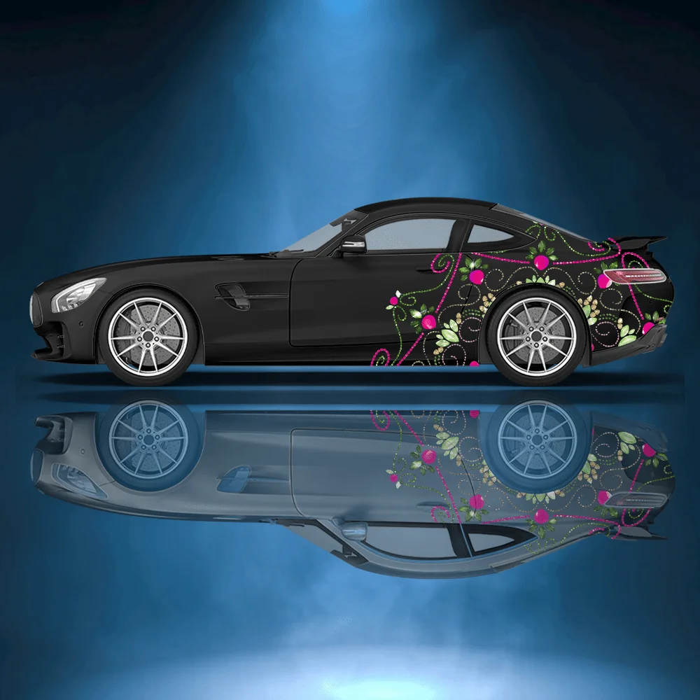 

Sparkling Diamond Series Mando Flower Design Stickers, Full Body Stickers, Decorative Coverage, Scratch Protection, Car Stickers