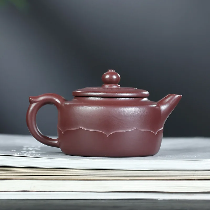 160cc Luxury Yixing Purple Clay Teapots Handmade Xishi Pot Raw Ore Purple Mud Kettle with Filter Chinese Zisha Tea Set for Tea