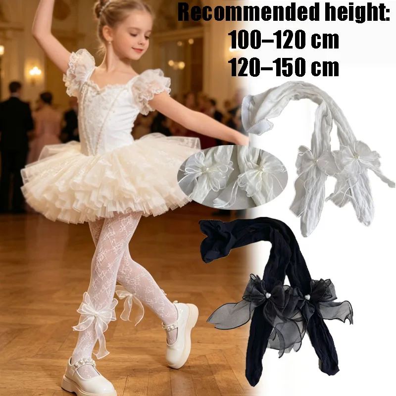 Adorable Kids Stockings Sweet Girl Bow Lace Leggings Cute Toddler Pantyhose Thin Dance Party Clothing Accessory for Daily Wear
