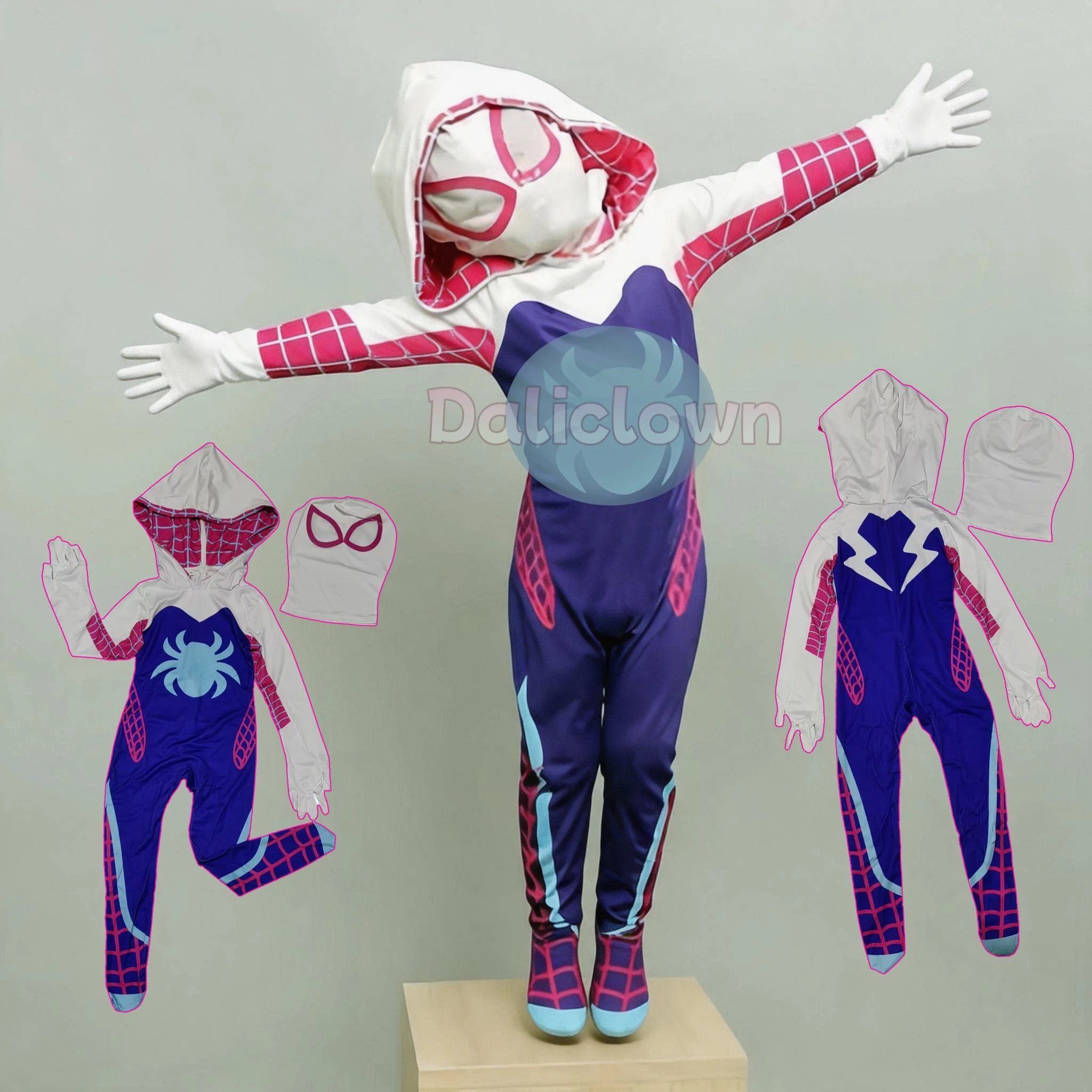 Costume d'Halloween pour enfants, filles, super-héros, Supergirl, Spidergirl, combinaison de cosplay de super-héros, combinaison Zentai