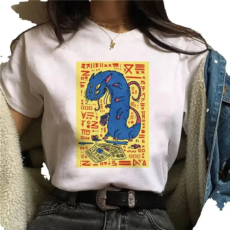 Trend Personality Mushroom Print Short-sleeved T-shirt Casual Modal T-shirt Men and Women Matching Summer polyester fabric