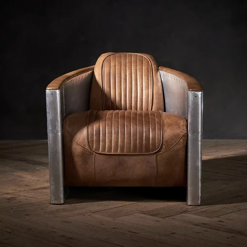 Luxury Vintage Aviator Furniture Leather Club Armchair Industrial Loft Tomcat Hotel Pilot Chair