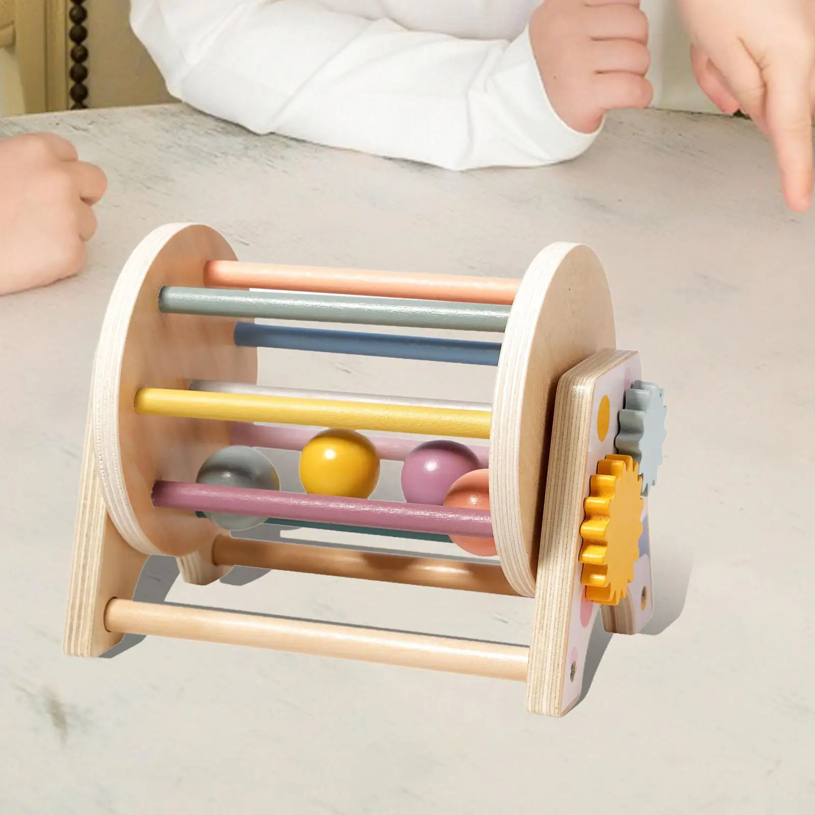 Wooden Rolling Drum Toy Educational Toy for Baby Boys Girls Ages 6-12 Month