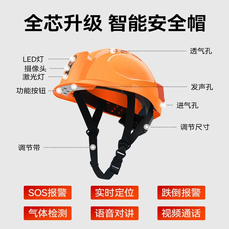 4G smart helmet remote monitoring positioning intercom camera charging construction site power engineering safety helmet