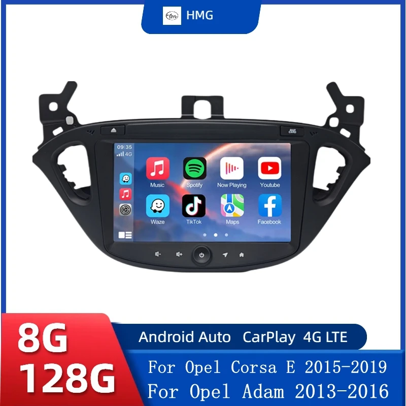 HMG Carplay Android 15 Autoradio GPS für Opel Adam 2013–2016 Opel Corsa E 2015–2019 Auto-Multimedia-Player 2din Autoradio Stereo