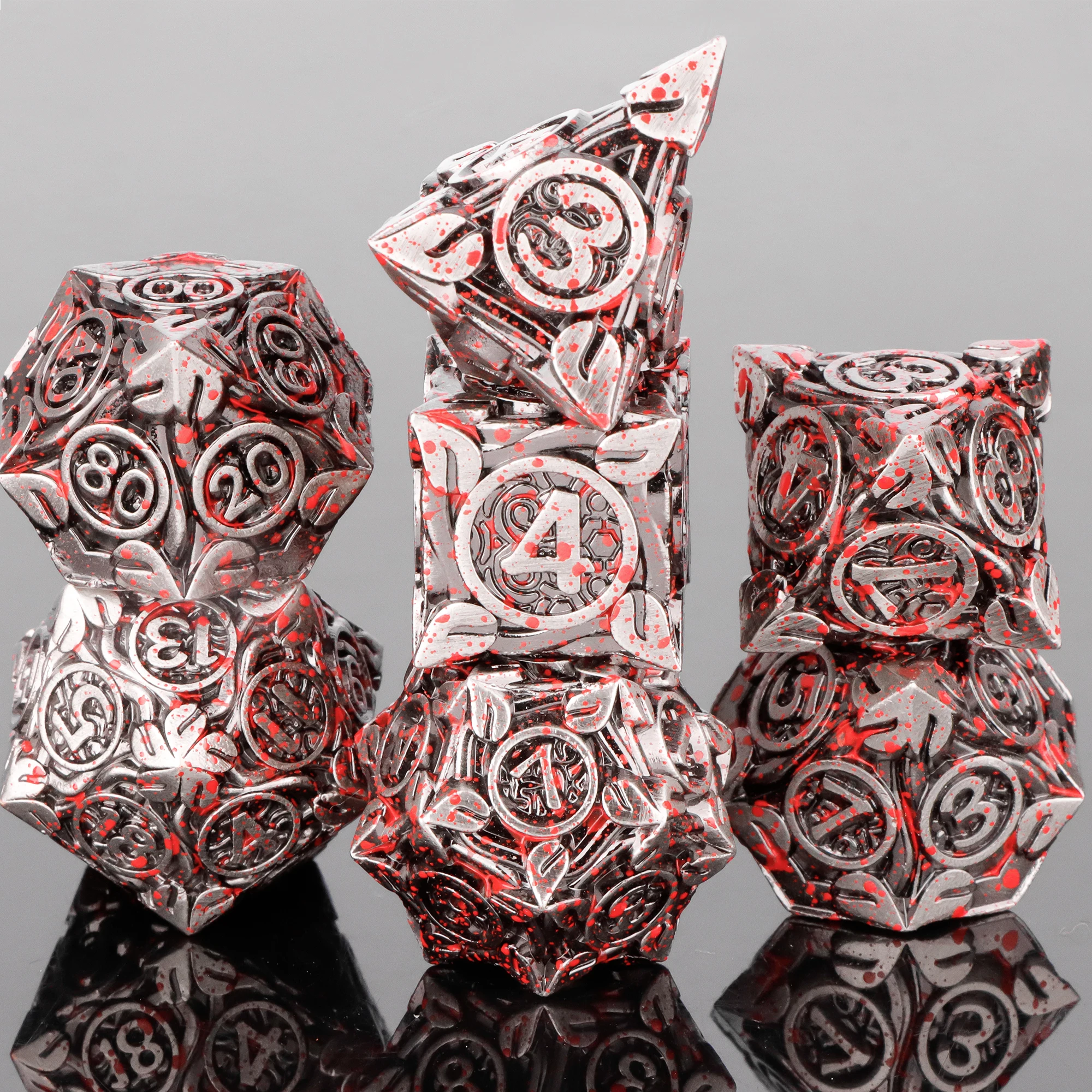 DnD Skull&Dragon metalen dobbelstenen set, metalen scherpe rand dobbelstenen voor kerkers en draken, polyhedrale dobbelstenen voor tafelspellen, Dnd metalen dobbelstenen
