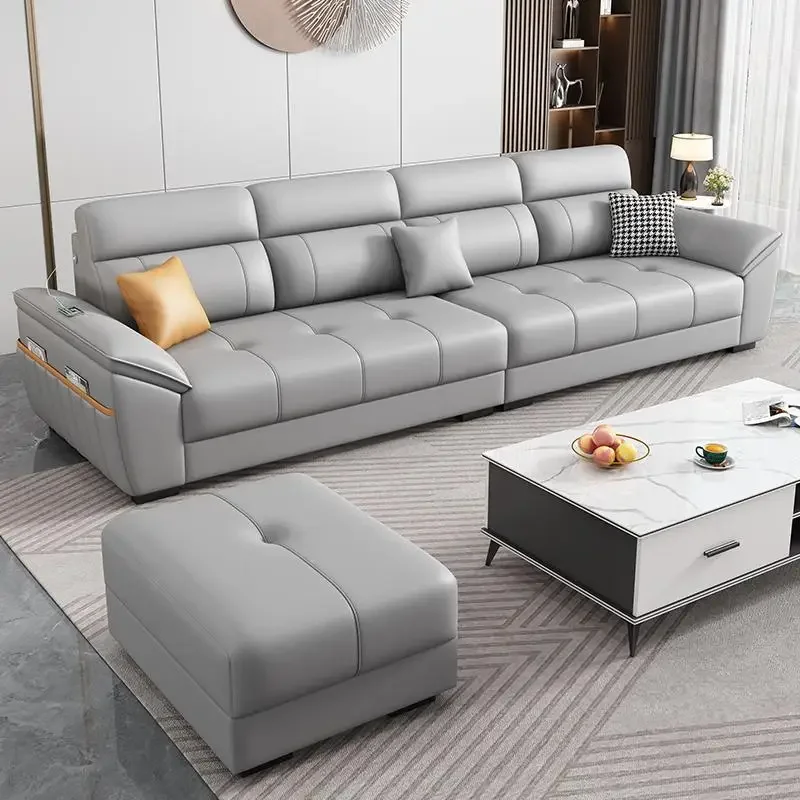 living room 2025 new model, removable and washable cat scratching leather cloth modern home, straight living room sofa