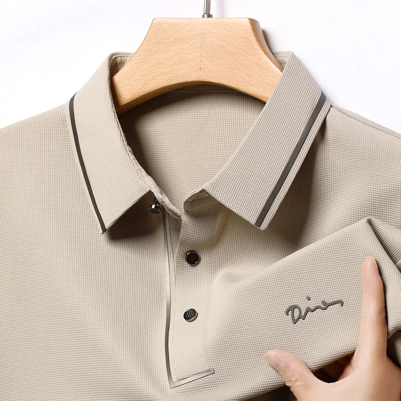 

High End Brand Men's Polo Shirt Autumn Quality Letter Print Long Sleeve Fashion Lapel T-Shirt Business Classic Casual Menswear