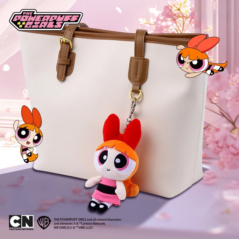 Ciondolo per bambola di peluche per ragazze Powerpuff da 12 cm, portachiavi per bambola carina, regalo per decorazione con ciondolo per borsa per bambola a bolle di cartone animato