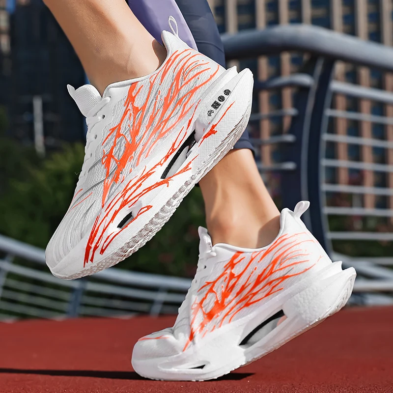 

Men's Carbon Plate Running Shoes, Breathable Mesh, Cushioned Non-slip Athletic Sneakers for Marathon Training