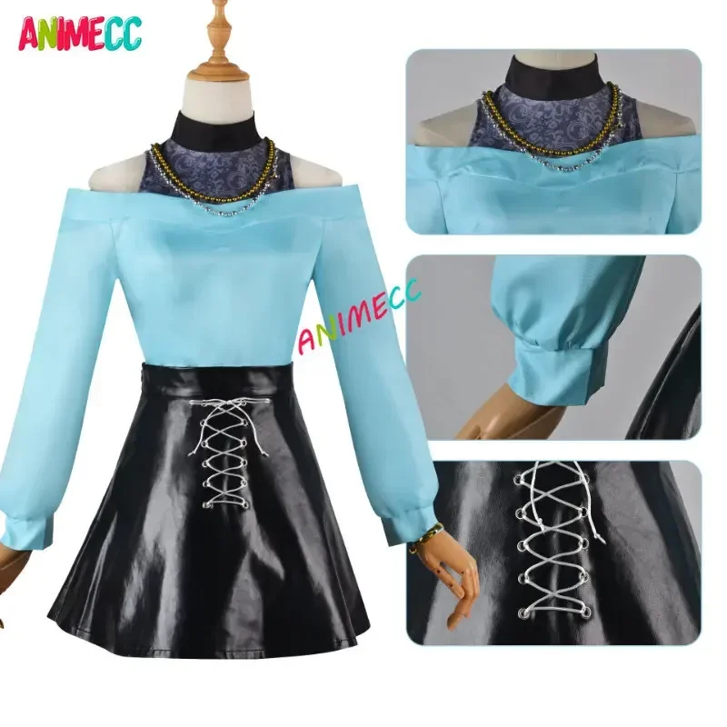 ANIMECC Oshi No Ko Mem Cho Cosplay Costume Wig Me-san Blue Dress Outfit Skirt Blonde Hair Headwear Halloween Party Women Girls