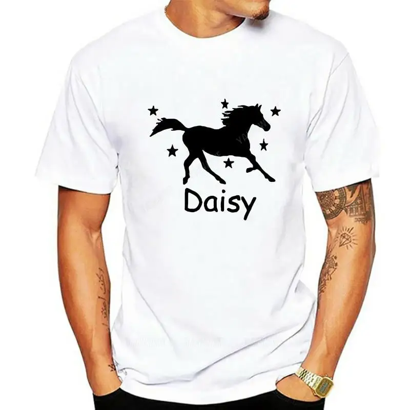 Cotton top Personalised Horses T-Shirt  with your own name Tops T Shirts  Age 3-14 NEW man summer short sleeve brand tee-shirt