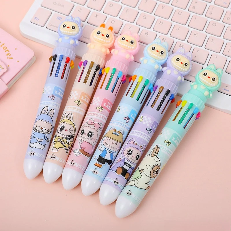 

12 Pcs Ten Color Ballpoint Pen Color Multi-Color Press Pen High Value Styling Color Prizes for Students and Teachers
