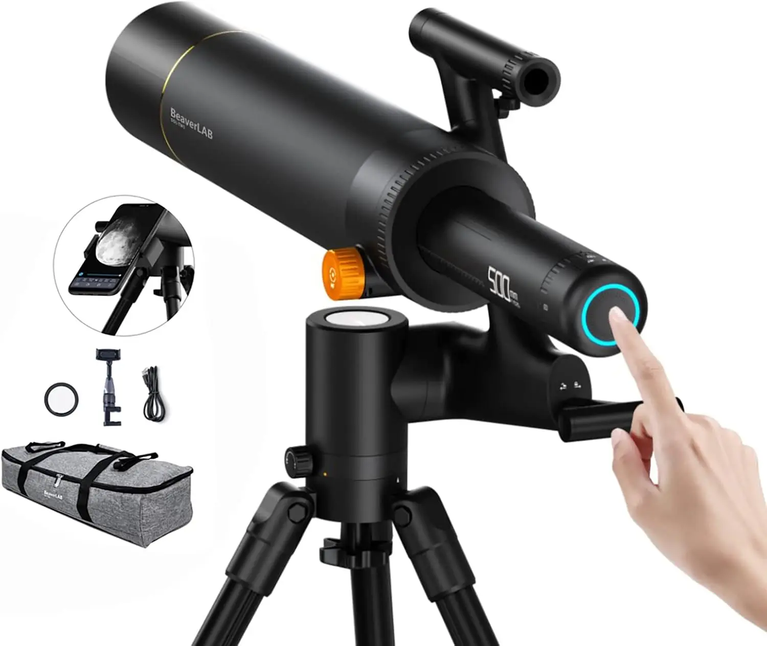 

TW1 Smart Digital Astronomy Telescope 500mm Long Focal Length Compact Portable HD Video WiFi Connected 1600x Magnification