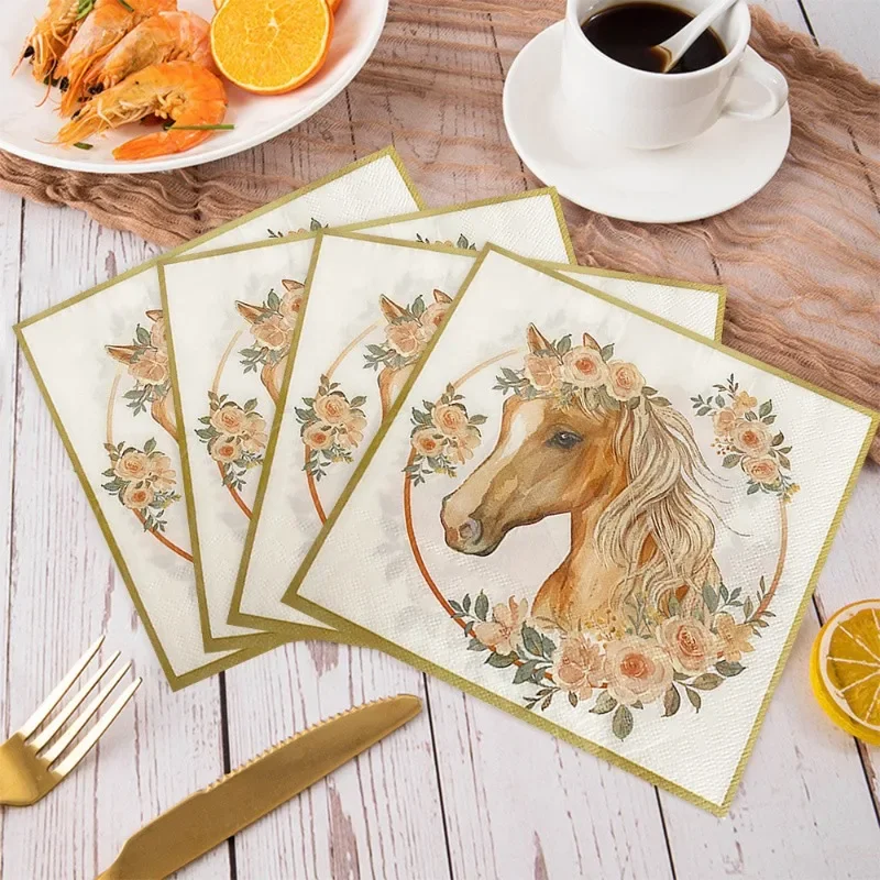 Western Cowboy Horse Racing Kids Girls Birthday Party Decoration Printing Creative Ambiance Restaurant Napkins Paper Placemats