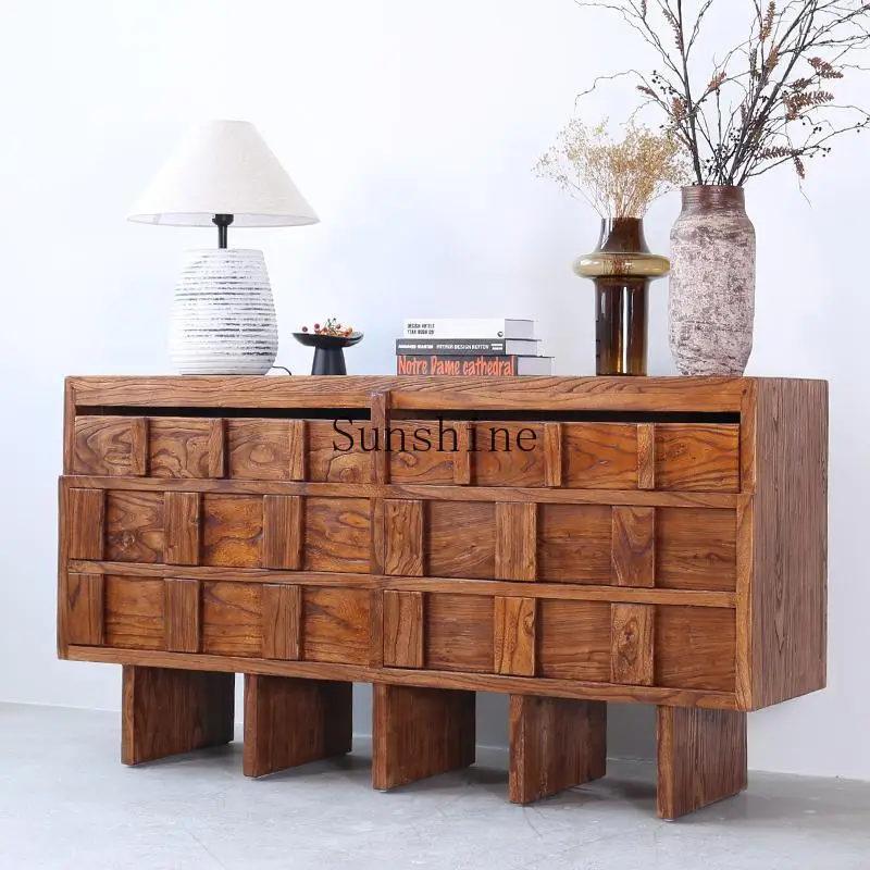 

Wabi Sandy Wind Solid Wood Entry Entrance Bedroom Weathered Wood Dining Side Cabinet