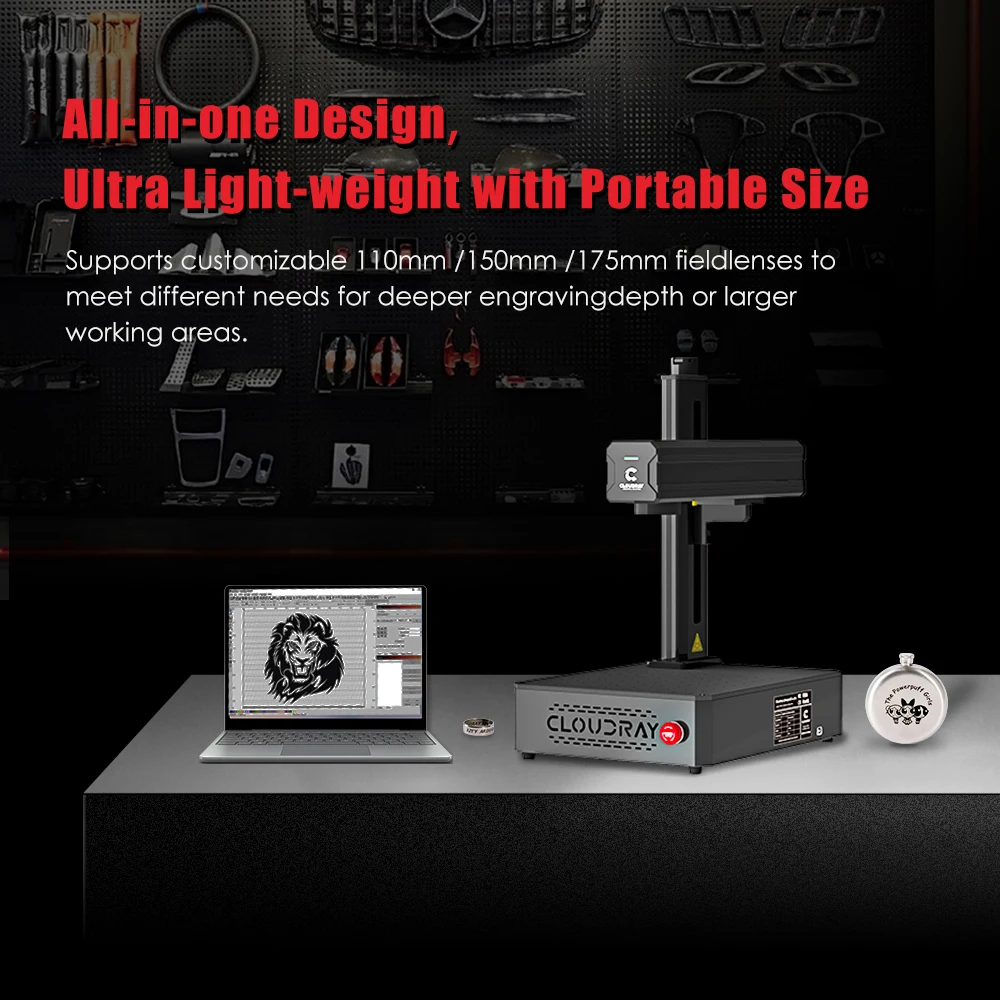 All-in-one Portable 30W 50W 60W Fiber Laser Marking Machine for Stainless Steel Metal Jewelry Rings Bracelet DIY Laser Engrave