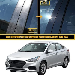 Autocollants de couverture de garniture de porte et de fenêtre, poteaux de pilier de voiture, accessoires de style pour Hyundai Accent HC, YC Verna Soladditif, 2018-2021, 2022, 8 pièces