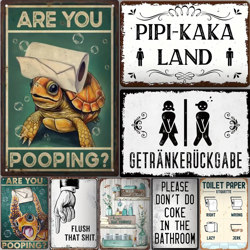 1pc Vintage Bathroom Metal Sign  Tin Sign , Wall Decor For Home Bathroom Toilet, 8x12 Inches