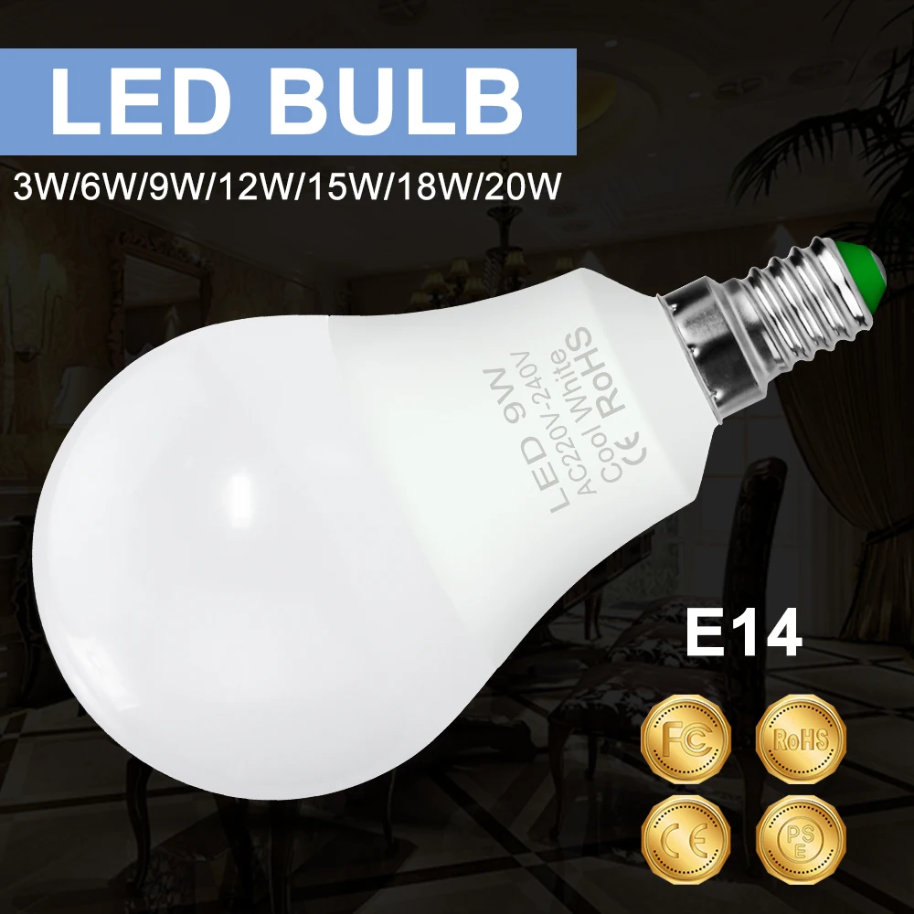 

LED Bulb E27 Ampoule E14 Light 220V Spotlight LED Lamp 3W 6W 9W 12W 15W 18W 20W Energy Saving Lamp LED Bombilla For Home Light