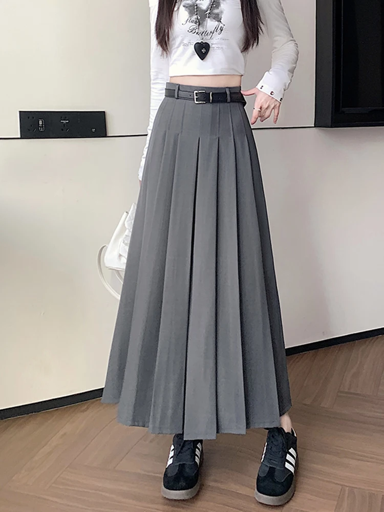 

Женская шерстяная плиссированная юбка-миди А-силуэта с высокой талией для весны и лета, повседневная, для города, для путешествий